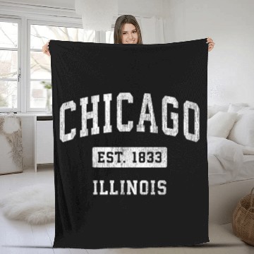 Discover Chicago Illinois Il Athletic Sports Fleece Blankets