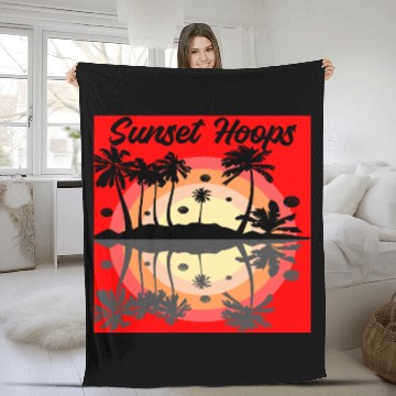 Discover Basketball Gift: Sunset Hoops Fleece Blankets