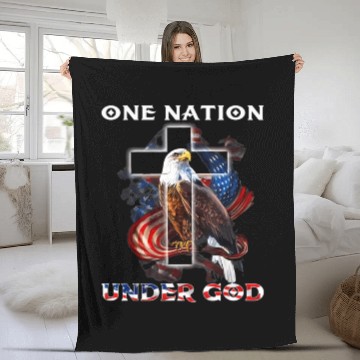 Discover One Nation Under God Jesus Usa Cross Bald Eagle Fleece Blankets