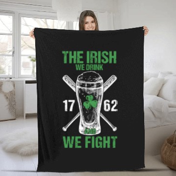 Discover The Irish We Drink And We Fight Green Clover Fleece Blankets