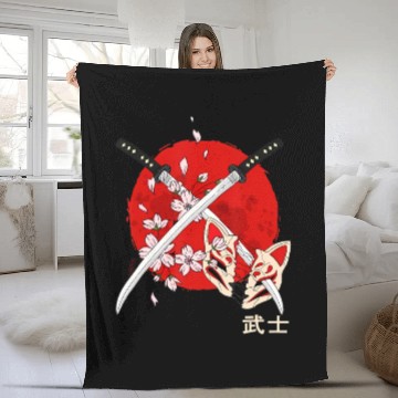 Discover Ancient Japanese Cherry Blossom Samurai Katana Swo Fleece Blankets
