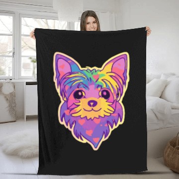 Discover Yorkshire Terrier Rainbow Dog Lover Yorkie Fleece Blankets