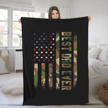 Discover Best dad ever USA flag Camo gift for fatheR Fleece Blankets