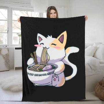 Discover Ramen Cat aii Anime Japanese aii Neko Fleece Blankets