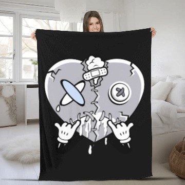 Discover Heart Crying Cement Grey 11S Fleece Blankets