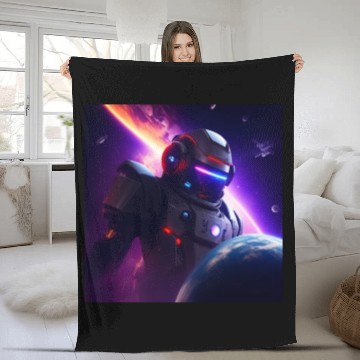 Discover Evil Robot Attacking a Planet Fleece Blankets