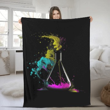 Discover Chemist splash art tube retro chemistry laboratory Fleece Blankets