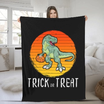 Discover Trick or Treat Halloween Dinosaur T Rex Fleece Blankets