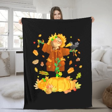 Discover Scarecrow Pumpkin Garden Hello Thanksgiving Fleece Blankets