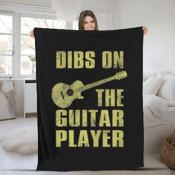 Discover Dibs On The Guitar Player Funny Guitarist Lover Fleece Blankets
