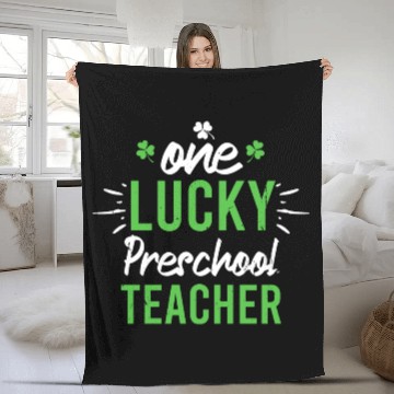 Discover Funny One Lucky Preschool Teacher St Patricks Day Fleece Blankets