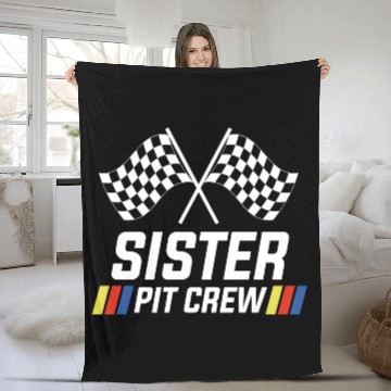 Discover Pit Crew Sister Matching Racer Drag Racing Fleece Blankets