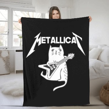 Discover Mettalicat Rock Band Guitar Funny Christmas Fleece Blankets