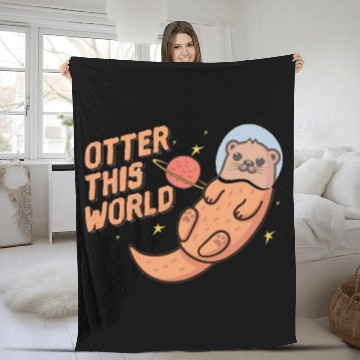 Discover Otter this world Fleece Blankets
