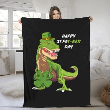 Discover Happy St Pat Trex Day Dino St Patric Day Fleece Blankets