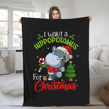 Discover I Want A Hippopotamus For Xmas Hippo Fleece Blankets