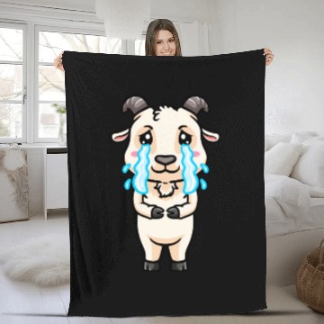 Discover Goat Sad Crying Emoticon Fleece Blankets