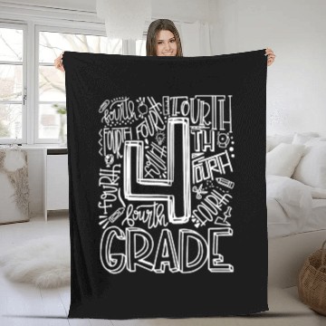 Discover 4th Grade Typography Team Fourth Grade Back To Fleece Blankets