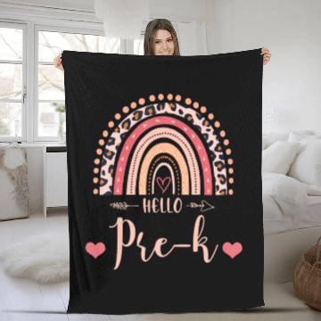Discover Back To School Hello PreK Teacher Leopard Rainbow Fleece Blankets