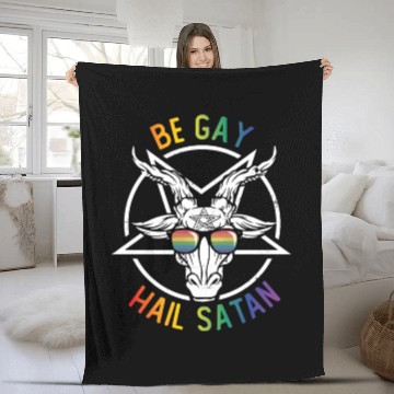 Discover Rainbow Satan Lgbt Goth Gay Pride Baphomet Be Gay Fleece Blankets