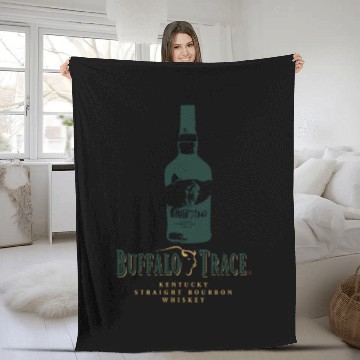 Discover Buffalo Bourbon Whiey Bottle Gold And Green Logo Fleece Blankets