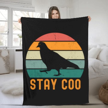 Discover Stay Coo Pigeon Fleece Blankets Vintage Retro Bird