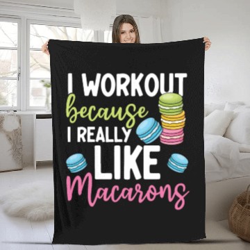 Discover Funny Macaron Workout Ice Cream Sandwich Macaron Fleece Blankets