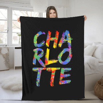 Discover Charlotte Artwork Colorful Rainbow Carolina Fleece Blankets