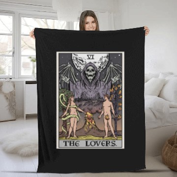 Discover The Tarot Card Halloween Grim Reaper Gothic Horror Fleece Blankets