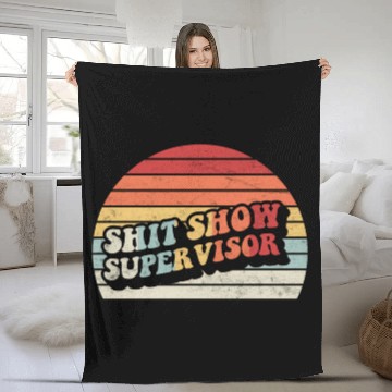 Discover Retro Shit Show Supervisor Hilarious Vintage Fleece Blankets