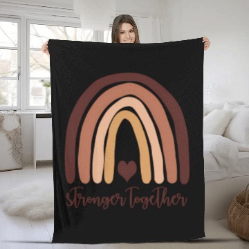 Discover Stronger Together in Tone Rainbow Heart Fleece Blankets