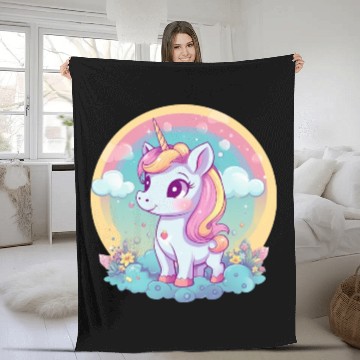 Discover Unicorn Rainbow Sunset Fleece Blankets