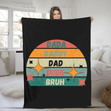 Discover Men Dada Daddy Dad Bruh Fathers Day Vintage Funny Fleece Blankets