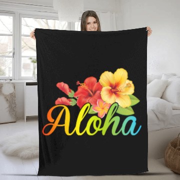 Discover Awesome Aloha Fleece Blankets Hawaiian Hibiscus Flowers Surf