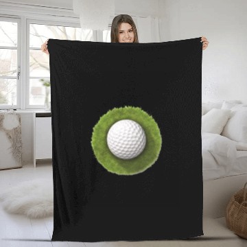Discover Golf Ball Green Grass Golfer Golf Player Golfing Fleece Blankets