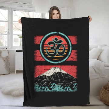 Discover Om Ohm Symbol 80S Style Meditation Yoga Fleece Blankets