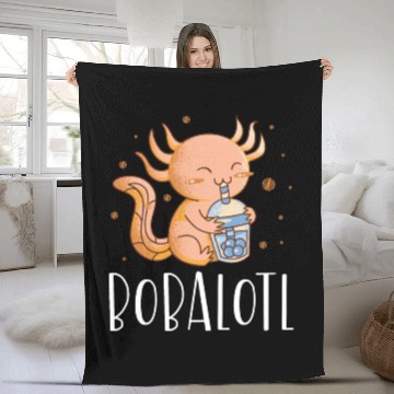 Discover Bobalotl Bubble Tea Lover Boba Tea Drinker Axolotl Fleece Blankets