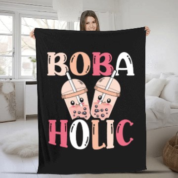 Discover Bobaholic Bubble Tea Lover Boba Tea Drinker Korean Fleece Blankets