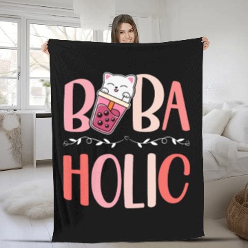 Discover Bobaholic Bubble Tea Lover Boba Tea Drinker Korean Fleece Blankets