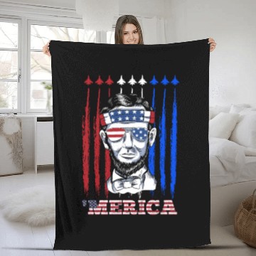 Discover Merica Lincoln Independence Day Party Patriots Fleece Blankets