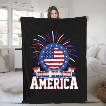 Discover God Bless America Independence Day USA Patriot Fleece Blankets