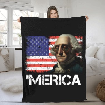 Discover Merica George Washington Independence Day USA Fleece Blankets