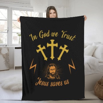 Discover In God we trust Jesus saves us Fleece Blankets