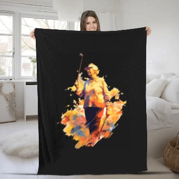 Discover Golfer Grandma Grandmother Golf Player Golfing Fleece Blankets
