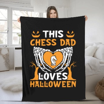 Discover Chess Halloween Trick Or Treat Chess Board Game Fleece Blankets