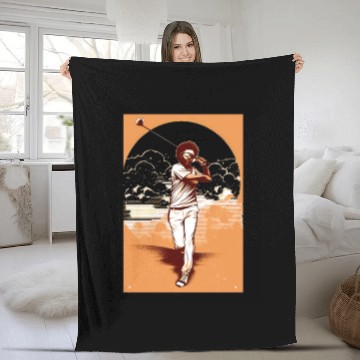 Discover Golfer Afro Man Golf Player African American Fleece Blankets