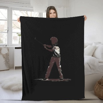 Discover Golfer Afro Man Golf Player African American Fleece Blankets