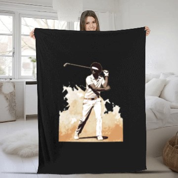 Discover Golfer Afro Man Golf Player African American Fleece Blankets