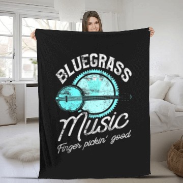 Discover Bluegrass Music Guitar Player and Funny Banjo Fleece Blankets