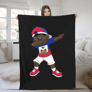 Discover Dabbing Haitian Haiti Flag Dab Dance Fleece Blankets